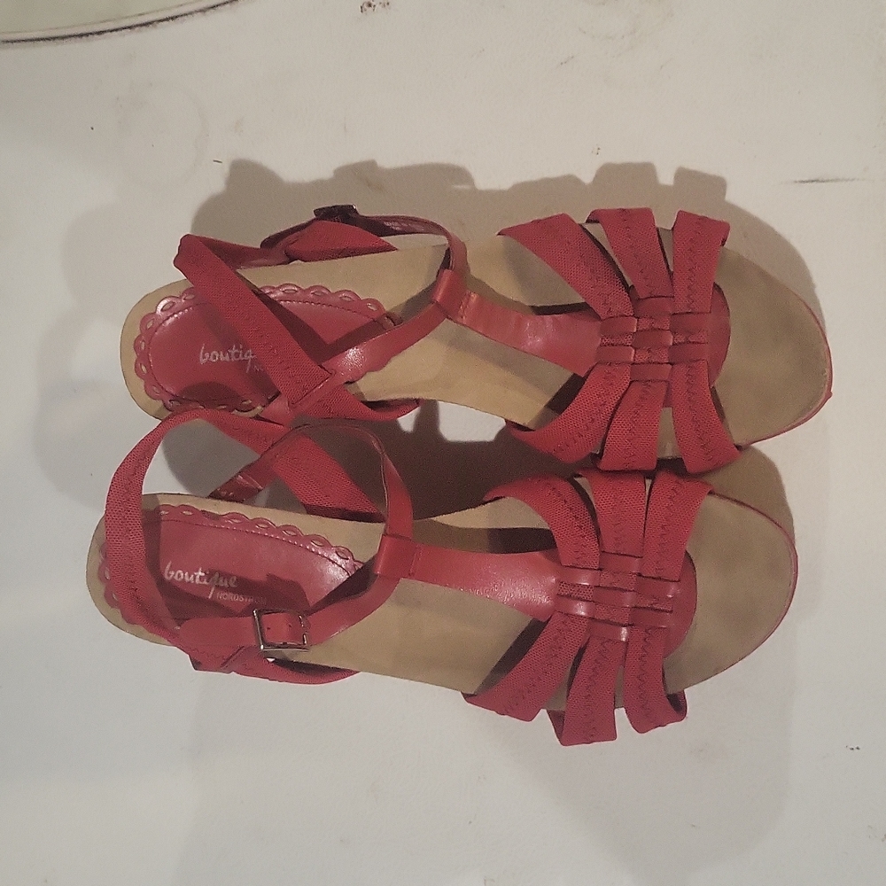 Nordstrom boutique cork sandals red, 9.5
